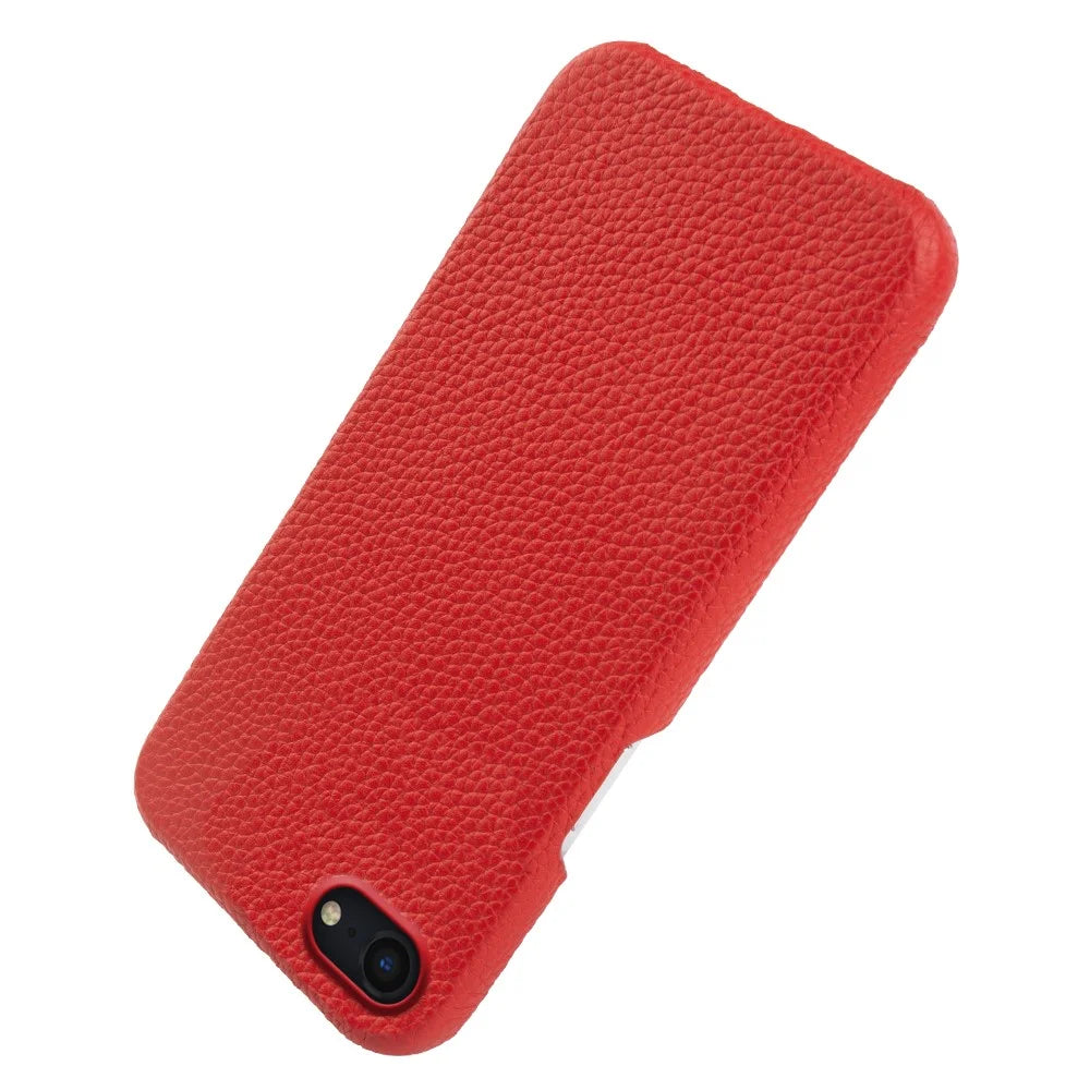 For iPhone 7 / 8 / SE (2020) / SE (2022) Incomplete Cover Genuine Cow Leather+PC Shell Litchi Texture Magnetic Phone Case - Red - 5
