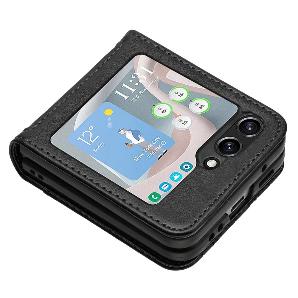 For Samsung Galaxy Z Flip5 5G Phone Case Imprinted Butterflies PU Leather Coated PC Cover - Black - 2