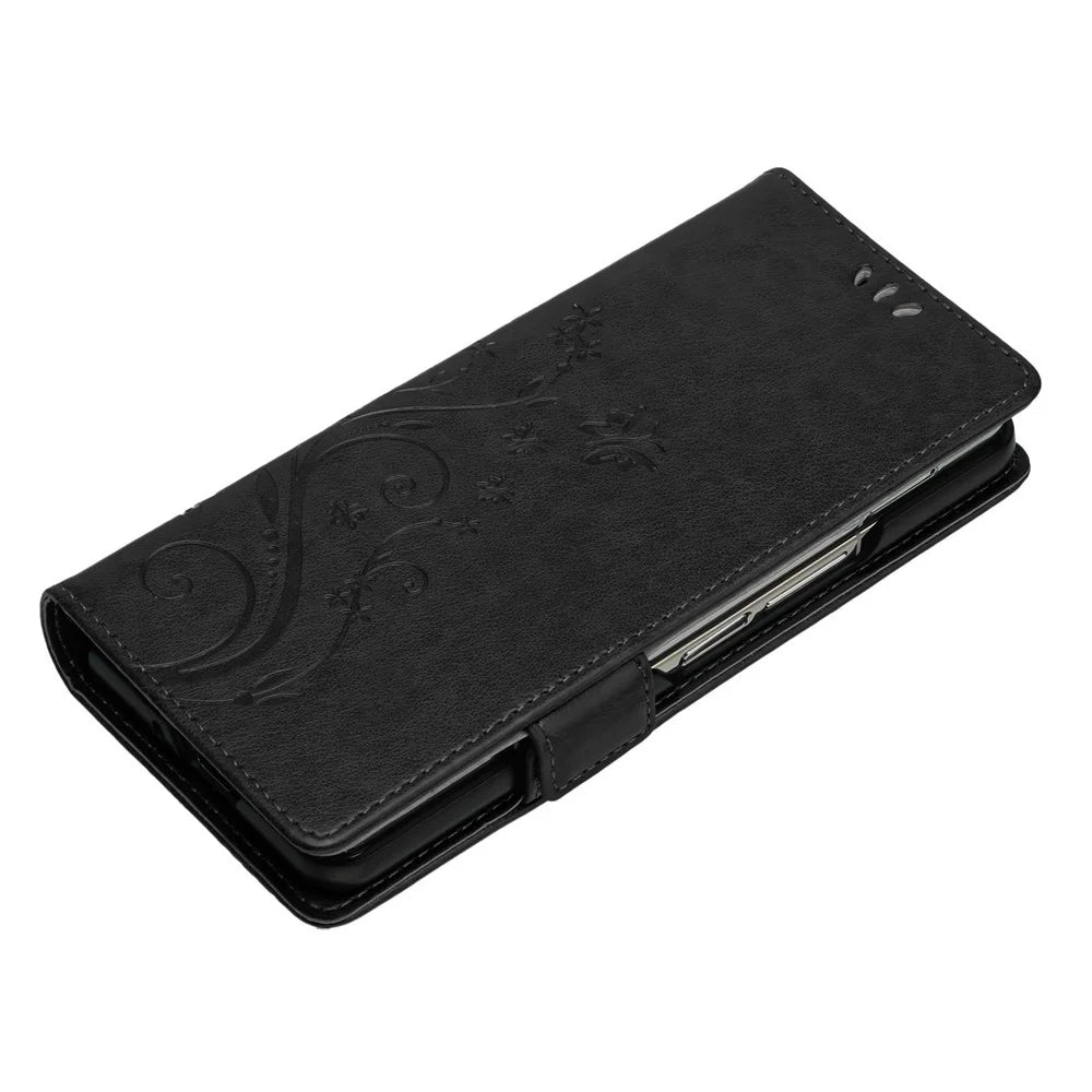 For Samsung Galaxy Z Fold5 5G Imprinted Butterflies Anti-scratch Phone Case PU Leather Wallet Cover Stand with Strap - Black - 4