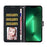Full Protection Phone Cover for iPhone 14 Glittery PU Leather Wallet Stand Case - Black - 2