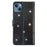 Full Protection Phone Cover for iPhone 14 Glittery PU Leather Wallet Stand Case - Black - 7