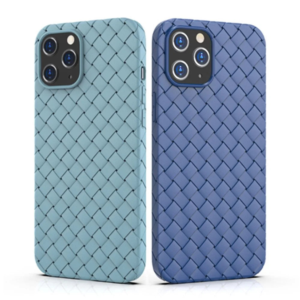 For iPhone 15 Pro Max Woven Texture Phone Case Soft TPU Heat Dissipation Cover - Blue - 2