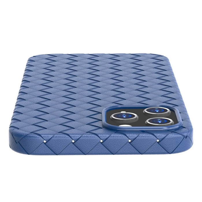For iPhone 15 Soft TPU Shockproof Cover Woven Texture Heat Dissipation Phone Case - Black - 3