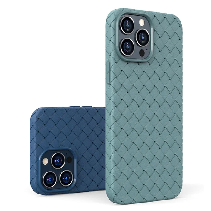 For iPhone 15 Soft TPU Shockproof Cover Woven Texture Heat Dissipation Phone Case - Black - 6