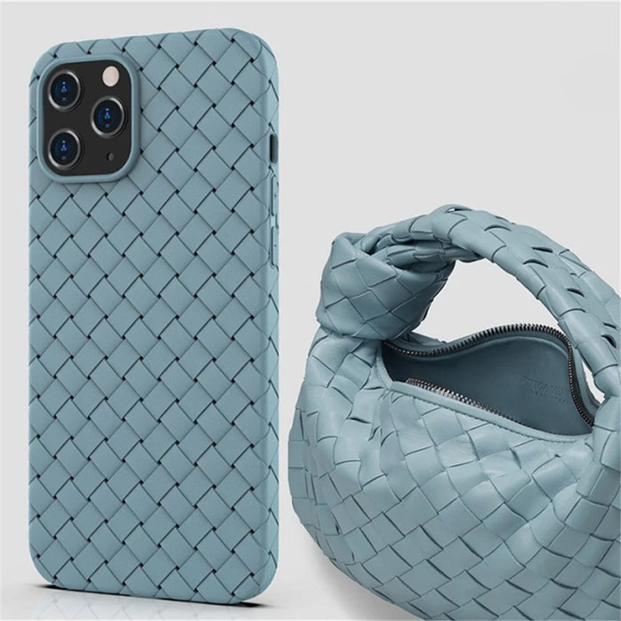 For iPhone 15 Soft TPU Shockproof Cover Woven Texture Heat Dissipation Phone Case - Black - 7