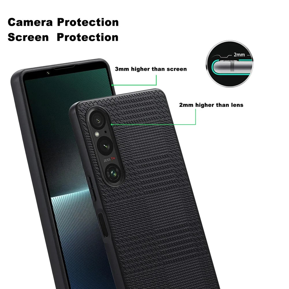 VILI TH Series for Sony Xperia 10 V Phone Case PU Leather Coated PC+TPU Phone Back Cover - Black - 3