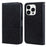 For iPhone 15 Pro Solid Color PU Leather Wallet Case Drop Proof Cell Phone Viewing Stand Cover - Black - 1