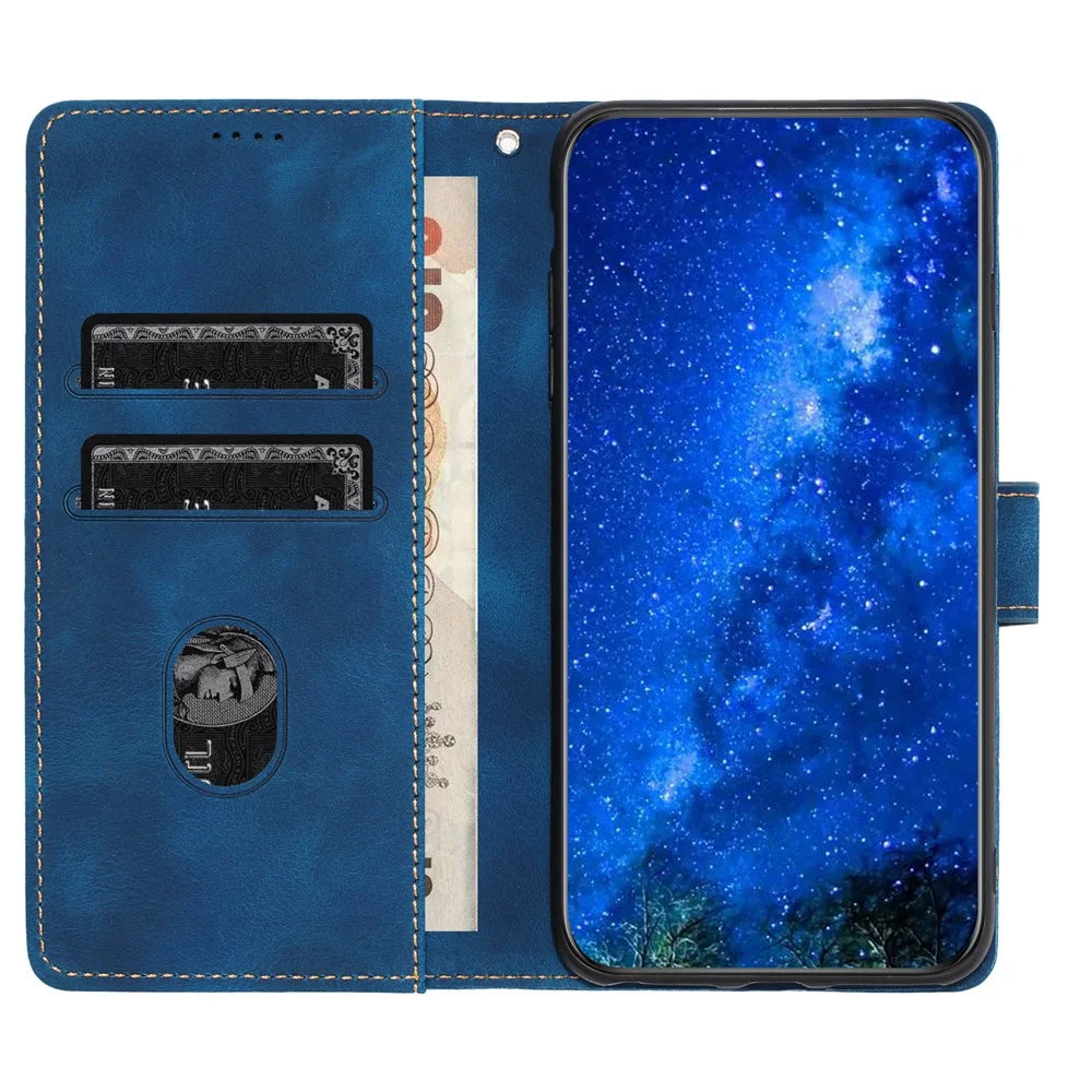 L002 For iPhone 7 / 8 4.7 inch / SE (2022) / SE (2020) Leather Wallet Phone Case Retro Lines Imprinted Stand Cover - Blue - 2