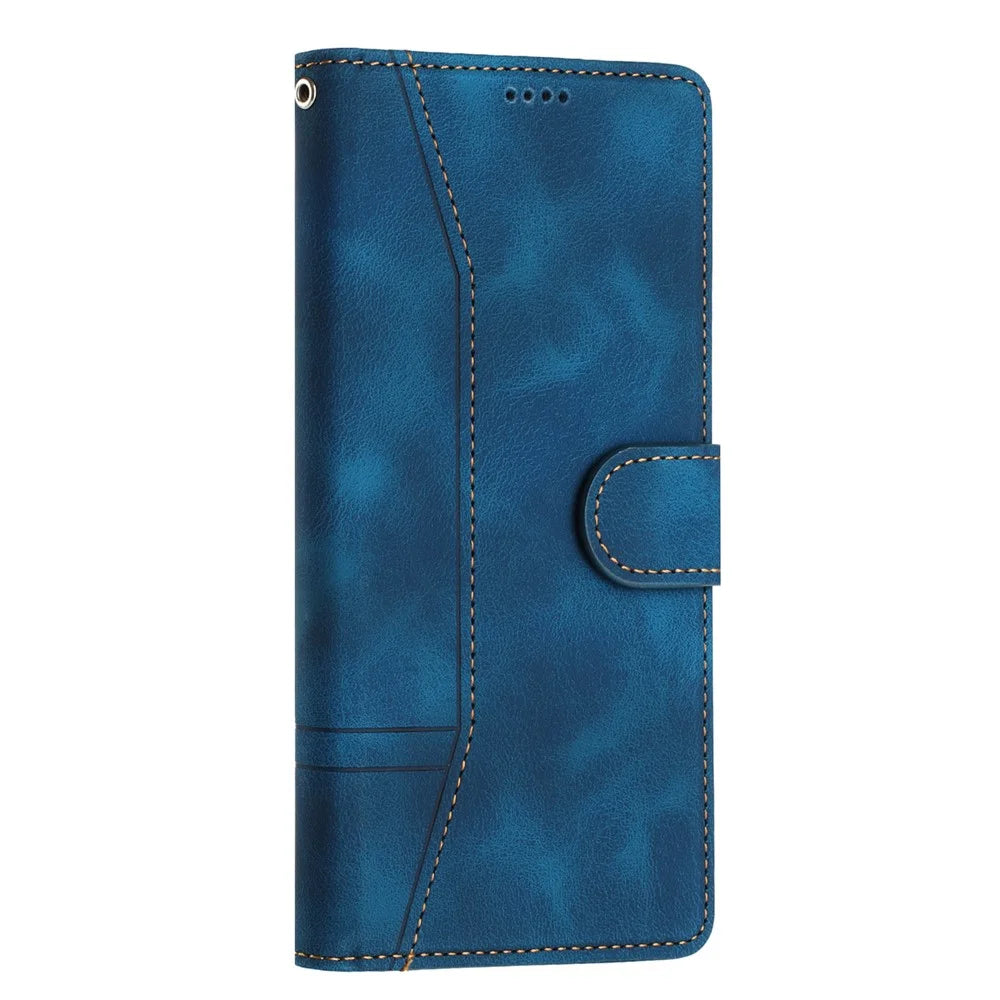 L002 For iPhone 7 / 8 4.7 inch / SE (2022) / SE (2020) Leather Wallet Phone Case Retro Lines Imprinted Stand Cover - Blue - 5