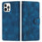 L002 For iPhone 13 Pro Max 6.7 inch Leather Wallet Stand Phone Case Shockproof Lines Imprinted Cover - Blue - 1