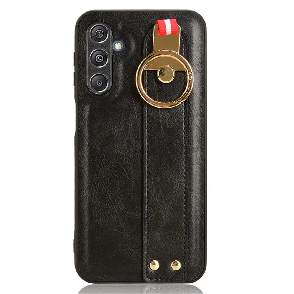 For Samsung Galaxy M34 5G / F34 5G Phone Case Wristband Kickstand Bottle Opener Leather+PC+TPU Cover - Black - 3