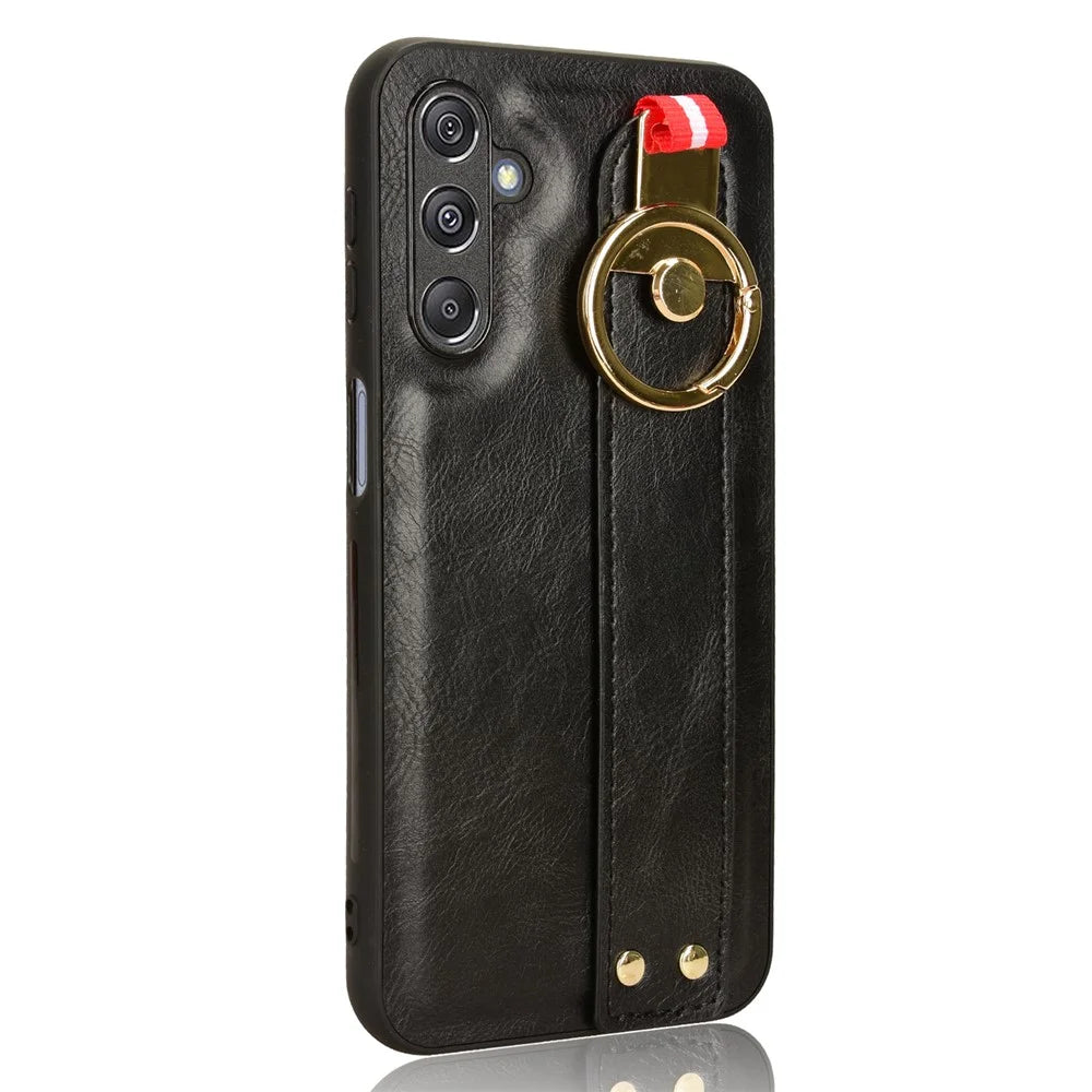 For Samsung Galaxy M34 5G / F34 5G Phone Case Wristband Kickstand Bottle Opener Leather+PC+TPU Cover - Black - 4