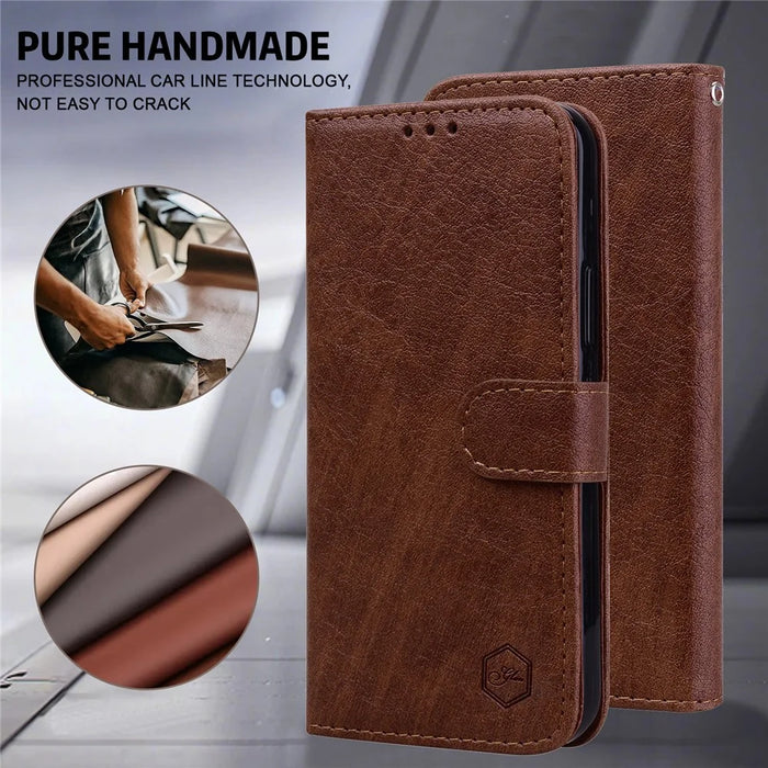 For Sony Xperia 10 V Solid Color PU Leather Wallet Case Folio Flip Cell Phone Stand Cover - Brown - 4