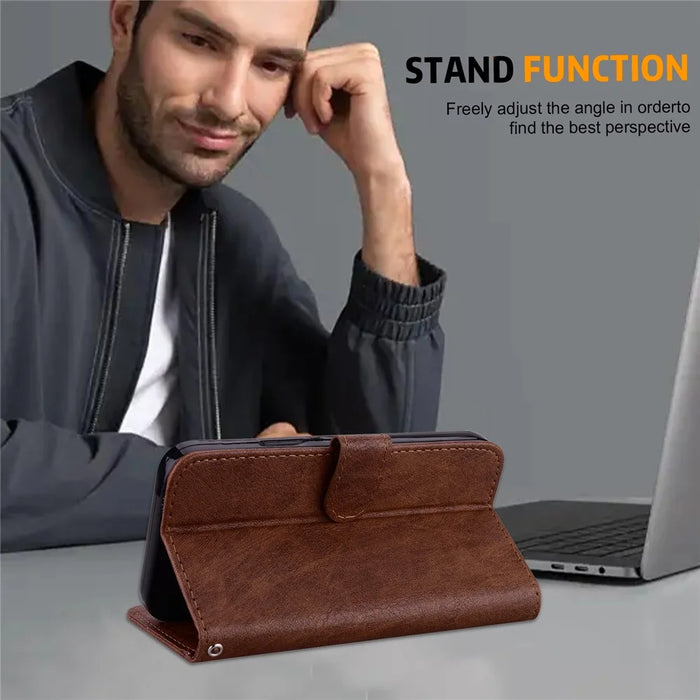 For Sony Xperia 10 V Solid Color PU Leather Wallet Case Folio Flip Cell Phone Stand Cover - Brown - 5