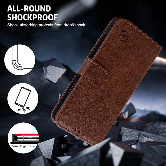 For Sony Xperia 10 V Solid Color PU Leather Wallet Case Folio Flip Cell Phone Stand Cover - Brown - 6