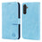 For Samsung Galaxy A54 5G Fall Protection Solid Color PU Leather Wallet Case Cell Phone Stand Cover - Baby Blue - 1