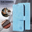 For Samsung Galaxy A54 5G Fall Protection Solid Color PU Leather Wallet Case Cell Phone Stand Cover - Baby Blue - 4