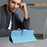 For Samsung Galaxy A54 5G Fall Protection Solid Color PU Leather Wallet Case Cell Phone Stand Cover - Baby Blue - 5