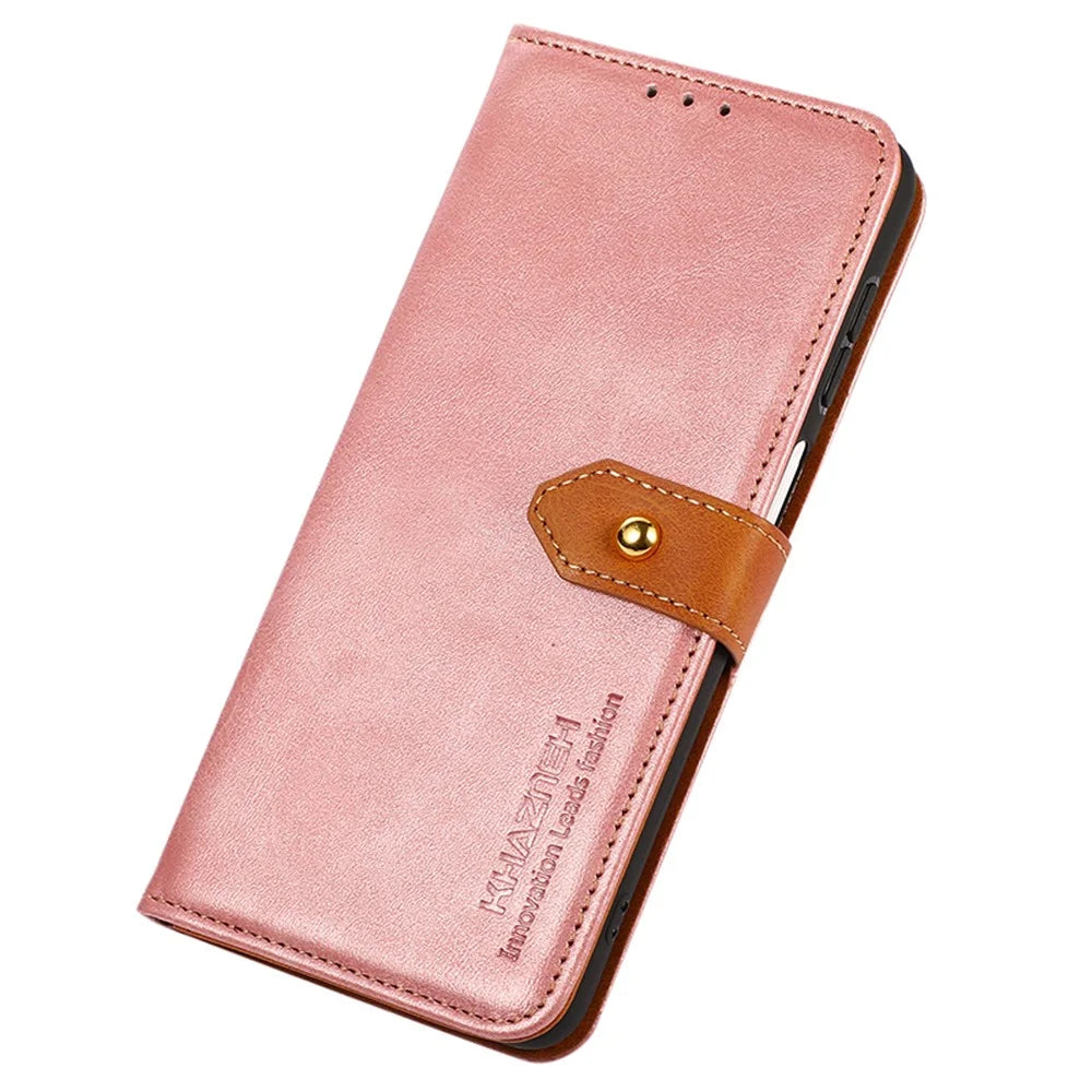 KHAZNEH For OnePlus Ace 2 Pro 5G Cowhide Texture Stand PU Leather Phone Case Wallet Phone Cover - Rose Gold - 5