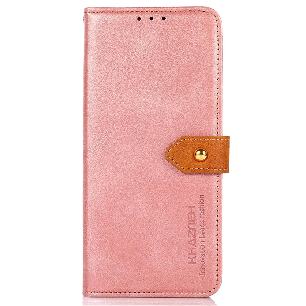 KHAZNEH For OnePlus Ace 2 Pro 5G Cowhide Texture Stand PU Leather Phone Case Wallet Phone Cover - Rose Gold - 6