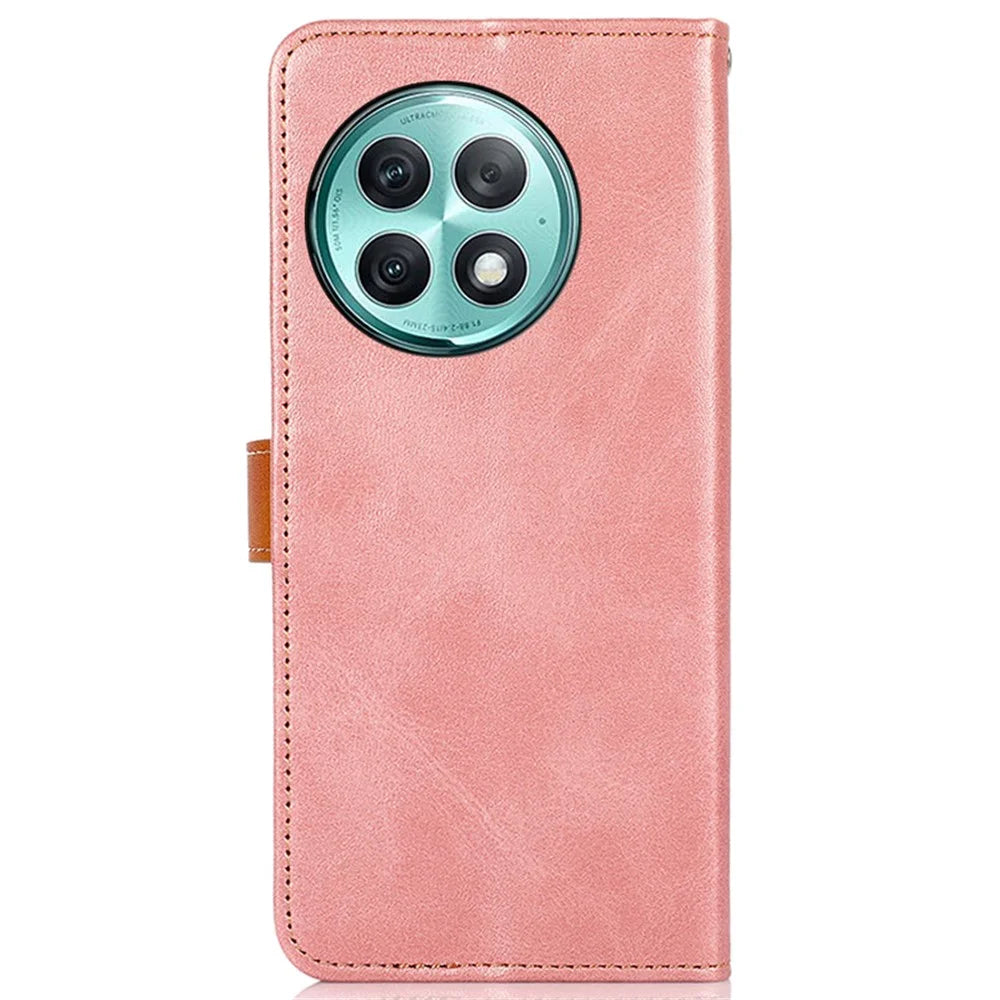 KHAZNEH For OnePlus Ace 2 Pro 5G Cowhide Texture Stand PU Leather Phone Case Wallet Phone Cover - Rose Gold - 7