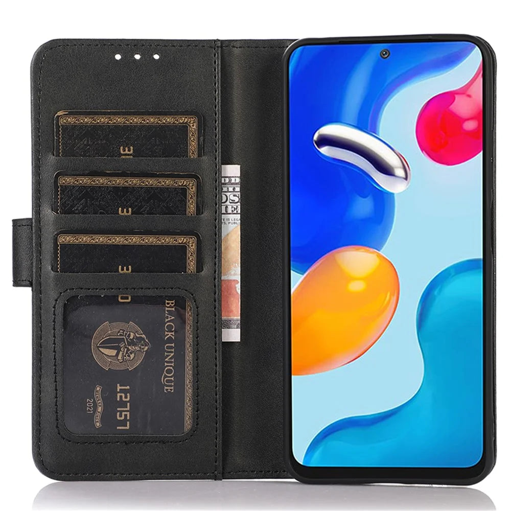 For OnePlus Ace 2 Pro 5G Cowhide Texture Phone Case Wallet Stand Leather Flip Phone Cover - Black - 2