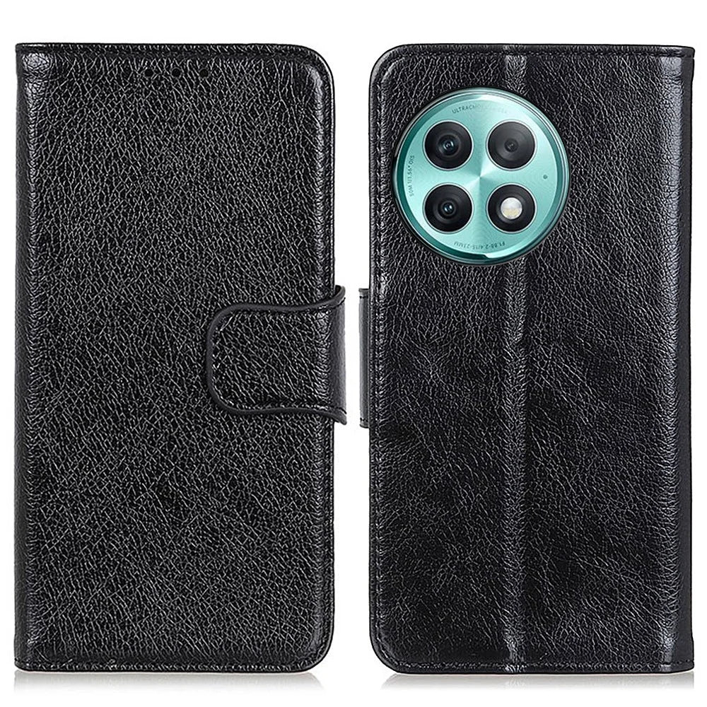 For OnePlus Ace 2 Pro 5G Phone Case Nappa Texture Phone Cover Split Leather Wallet Stand Shell - Black - 1
