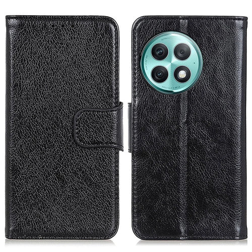 For OnePlus Ace 2 Pro 5G Phone Case Nappa Texture Phone Cover Split Leather Wallet Stand Shell - Black - 1