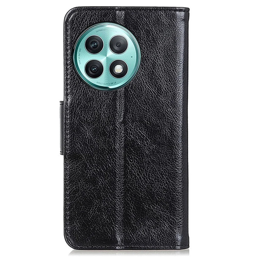 For OnePlus Ace 2 Pro 5G Phone Case Nappa Texture Phone Cover Split Leather Wallet Stand Shell - Black - 7