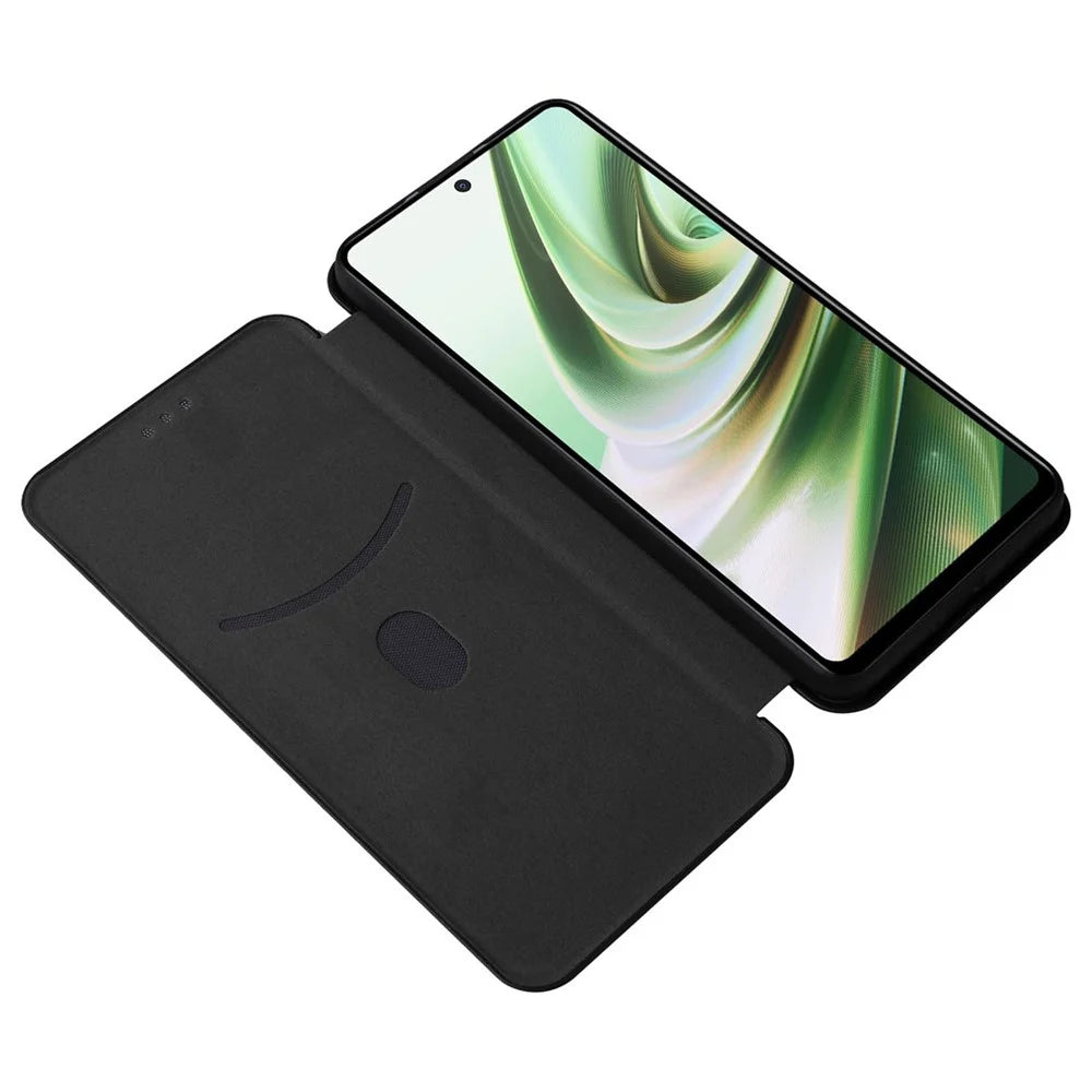For OnePlus Nord CE3 5G Mobile Phone Case Card Holder Leather Stand Carbon Fiber Texture Cover - Black - 2