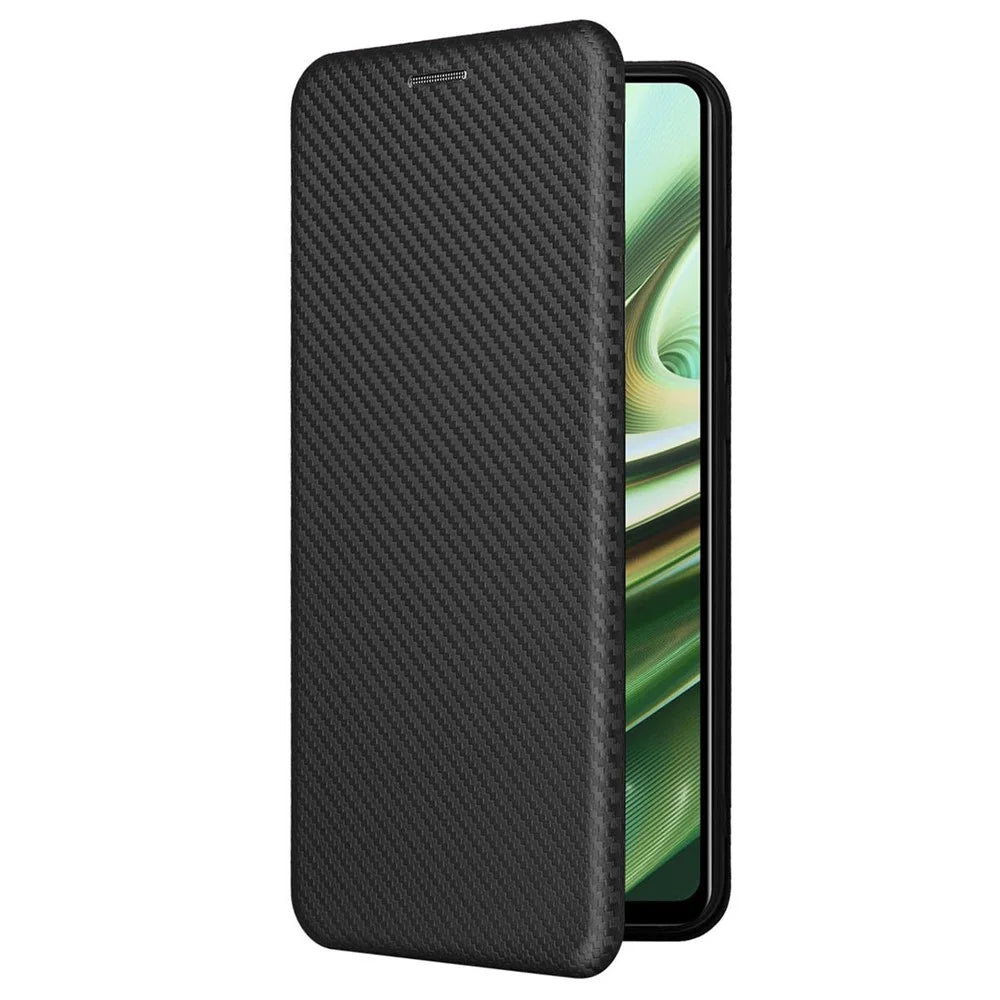 For OnePlus Nord CE3 5G Mobile Phone Case Card Holder Leather Stand Carbon Fiber Texture Cover - Black - 7