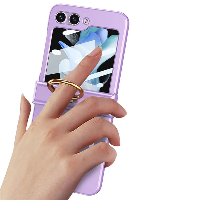 GKK For Samsung Galaxy Z Flip5 5G Kickstand Phone Case Hinge Protection Hard PC Cover Magnetic Case - Purple - 3