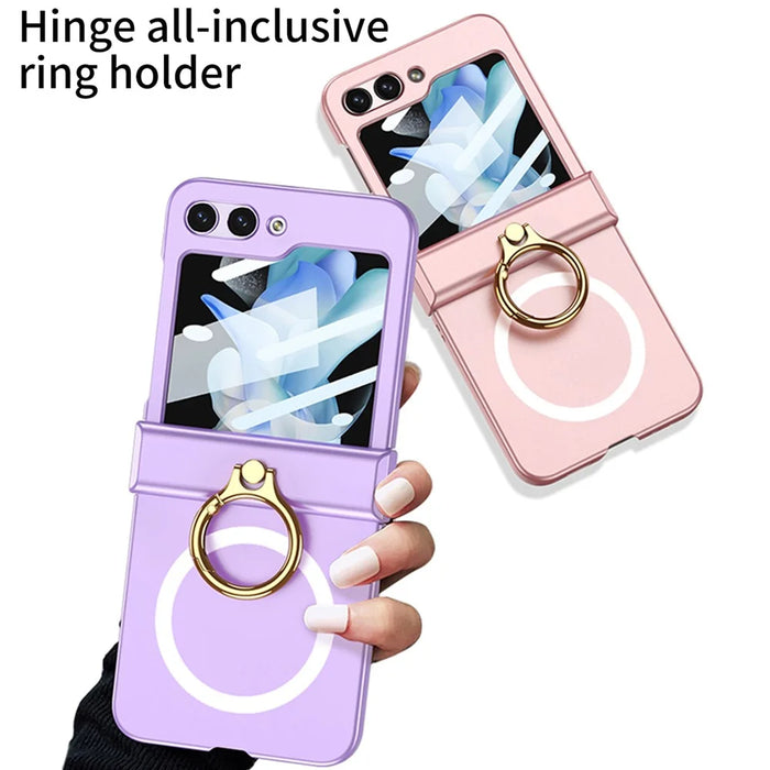 GKK For Samsung Galaxy Z Flip5 5G Kickstand Phone Case Hinge Protection Hard PC Cover Magnetic Case - Purple - 6