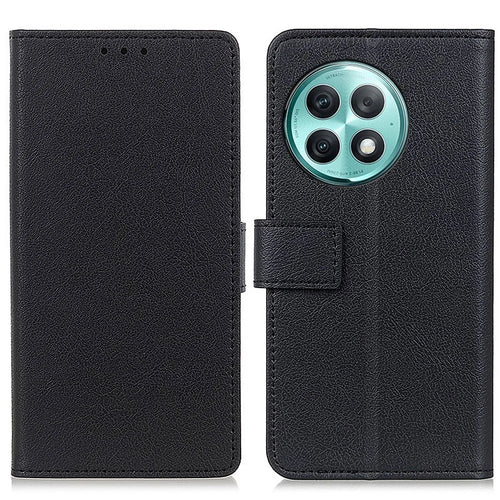 For OnePlus Ace 2 Pro 5G Textured Phone Cover PU Leather Wallet Stand Case - Black - 1