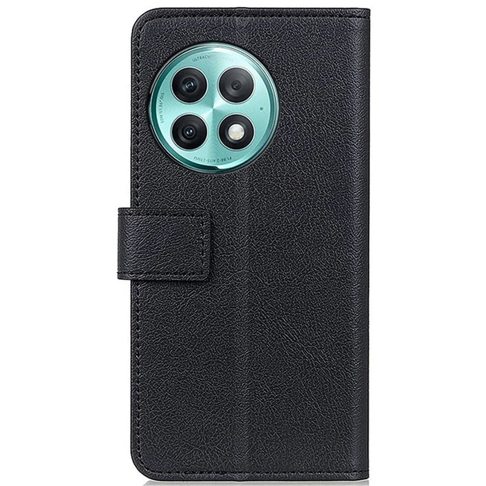 For OnePlus Ace 2 Pro 5G Textured Phone Cover PU Leather Wallet Stand Case - Black - 7