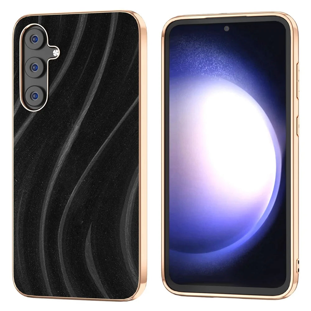 Milky Way Series For Samsung Galaxy S23 FE Phone Case Anti-Scratch PU Leather+PC+TPU Electroplating Cover - Black - 1
