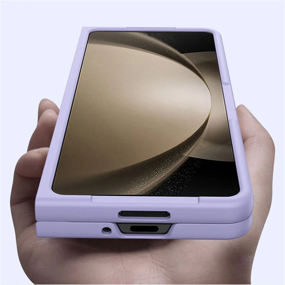 For Samsung Galaxy Z Fold5 5G Skin-touch Protective Hard PC Case Pen Slot Design Folding Phone Cover - Purple - 5