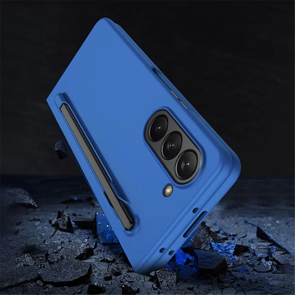 For Samsung Galaxy Z Fold5 5G Skin-touch Protective Hard PC Case Pen Slot Design Folding Phone Cover - Purple - 6