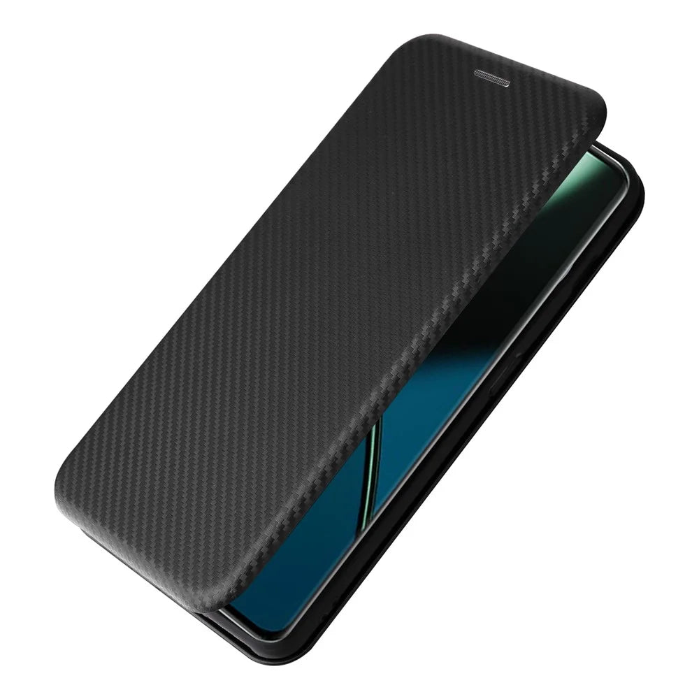 For OnePlus Ace 2 Pro 5G Carbon Fiber Texture Phone Case Card Holder Leather Stand Anti-drop Cover - Black - 5