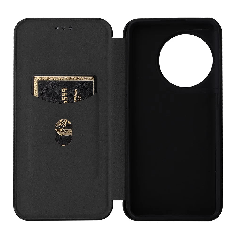 For OnePlus Ace 2 Pro 5G Carbon Fiber Texture Phone Case Card Holder Leather Stand Anti-drop Cover - Black - 6