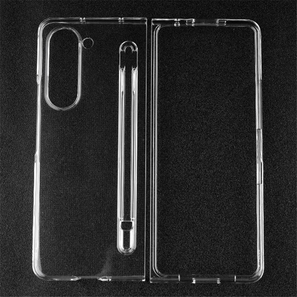 For Samsung Galaxy Z Fold5 5G Transparent Phone Case Hard PC Anti-Scratch Cover with Pen Holder - 1