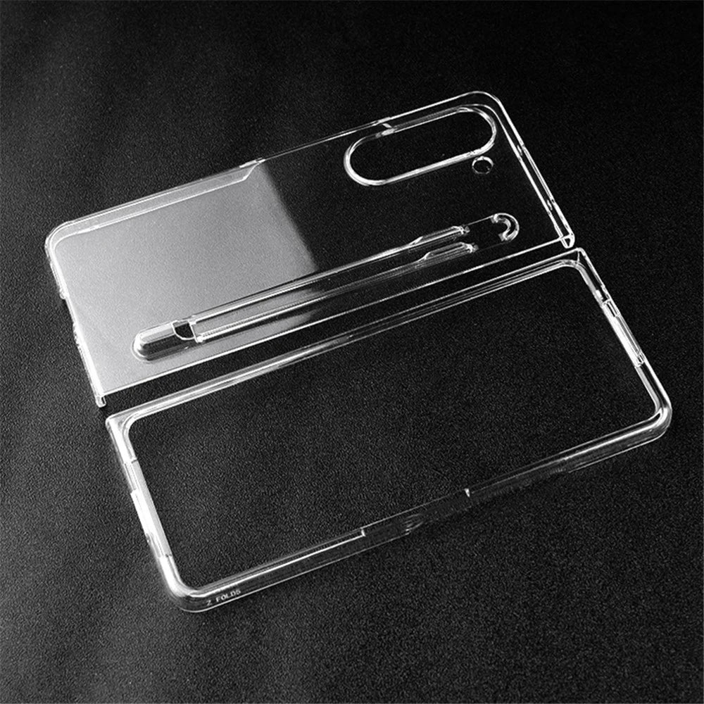 For Samsung Galaxy Z Fold5 5G Transparent Phone Case Hard PC Anti-Scratch Cover with Pen Holder - 4
