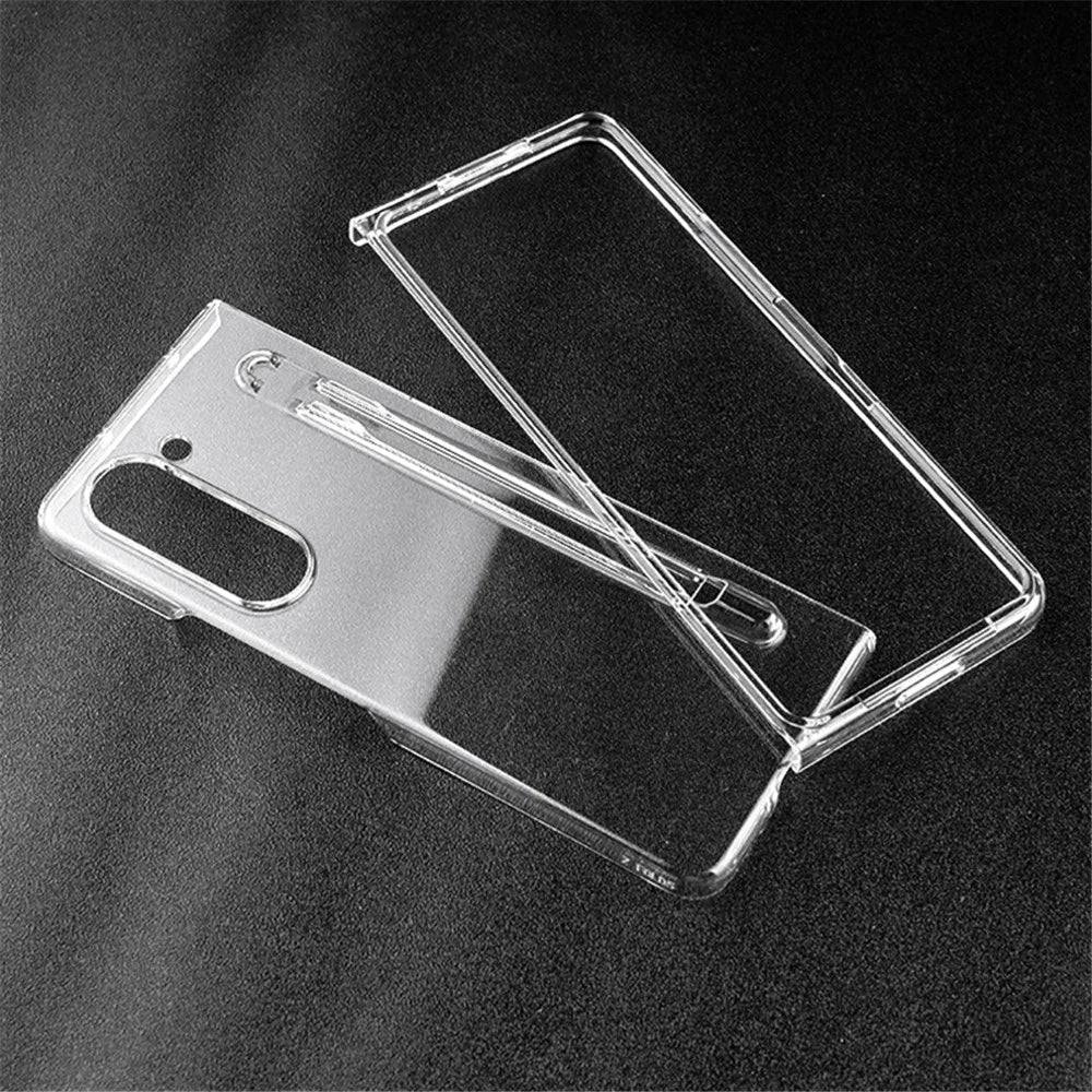For Samsung Galaxy Z Fold5 5G Transparent Phone Case Hard PC Anti-Scratch Cover with Pen Holder - 7