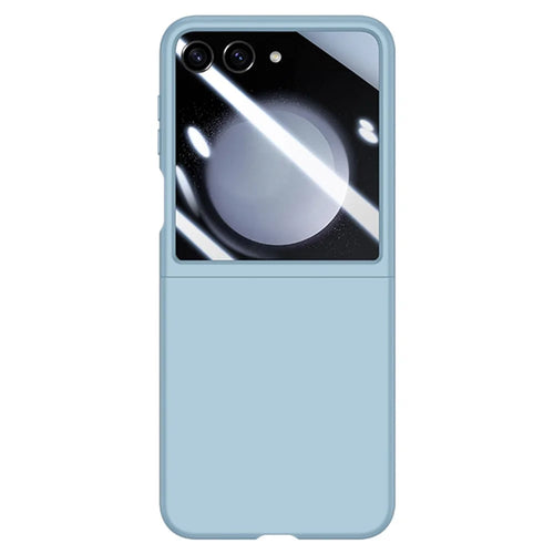 For Samsung Galaxy Z Flip5 5G PC Skin-touch Phone Case Anti-Scratch Cover with Small Screen Film - Baby Blue - 1