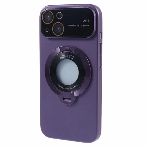 VOERO Anti-Drop Hard PC Case for iPhone 15 Plus Rubberized Kickstand Phone Cover Compatible with MagSafe - Purple - 1