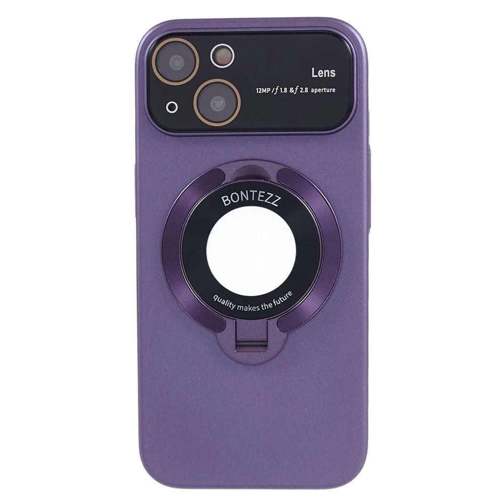 VOERO Anti-Drop Hard PC Case for iPhone 15 Plus Rubberized Kickstand Phone Cover Compatible with MagSafe - Purple - 3