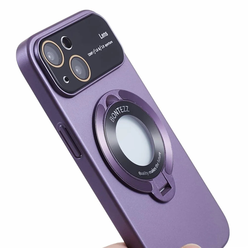 VOERO Anti-Drop Hard PC Case for iPhone 15 Plus Rubberized Kickstand Phone Cover Compatible with MagSafe - Purple - 7