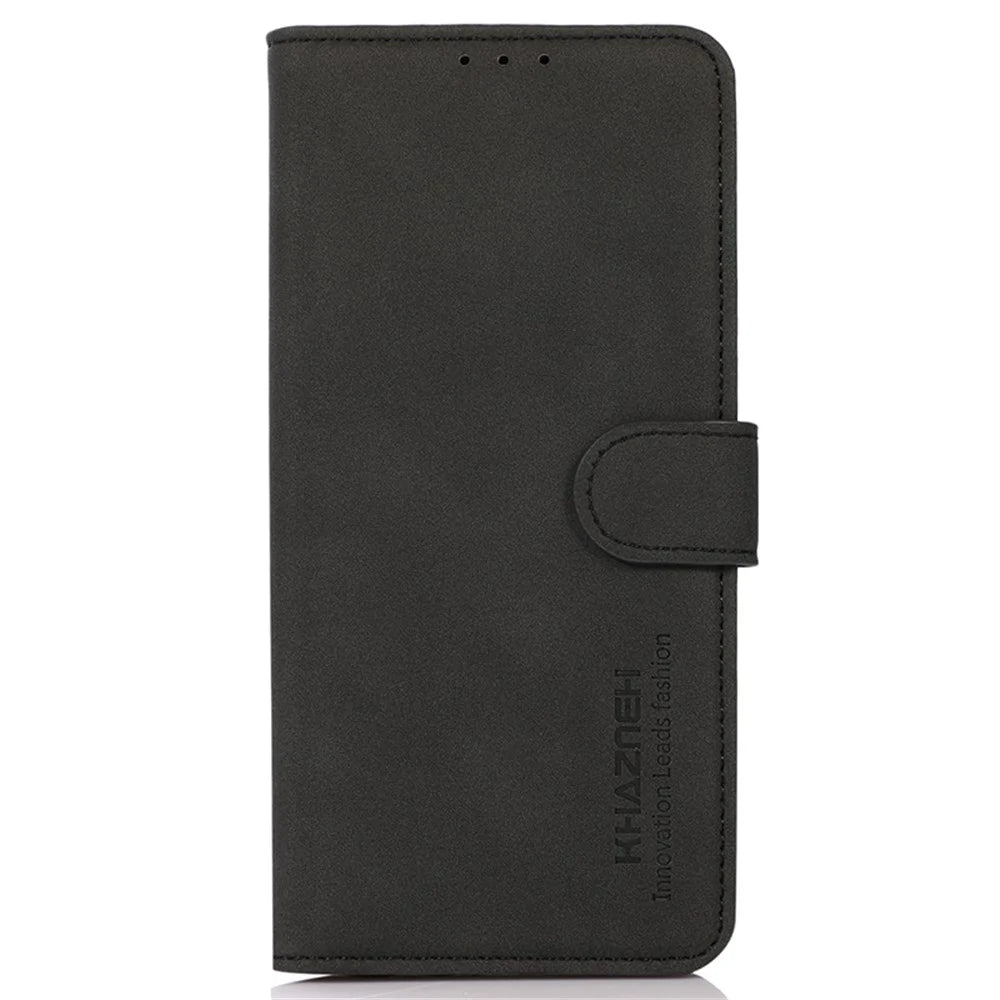 KHAZNEH For Sony Xperia 5 V Smartphone Case Textured PU Leather Wallet Stand Cell Phone Cover - Black - 6