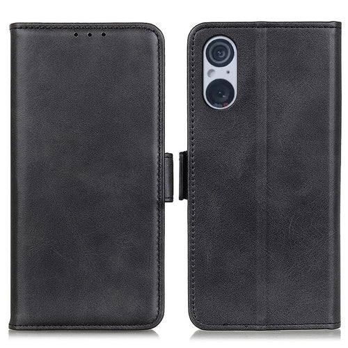 For Sony Xperia 5 V Multifunction Wallet Cell Phone Case Cowhide Texture Stand PU Leather Cover - Black - 1