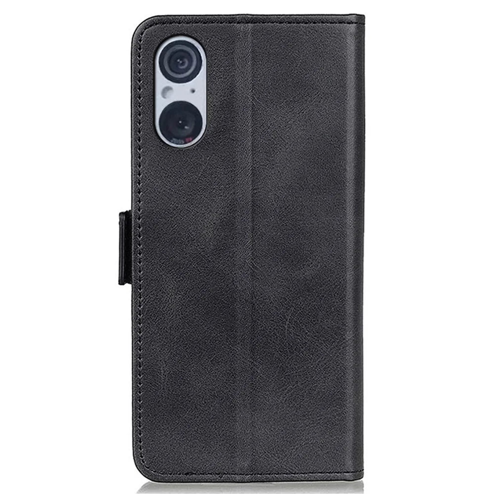 For Sony Xperia 5 V Multifunction Wallet Cell Phone Case Cowhide Texture Stand PU Leather Cover - Black - 6